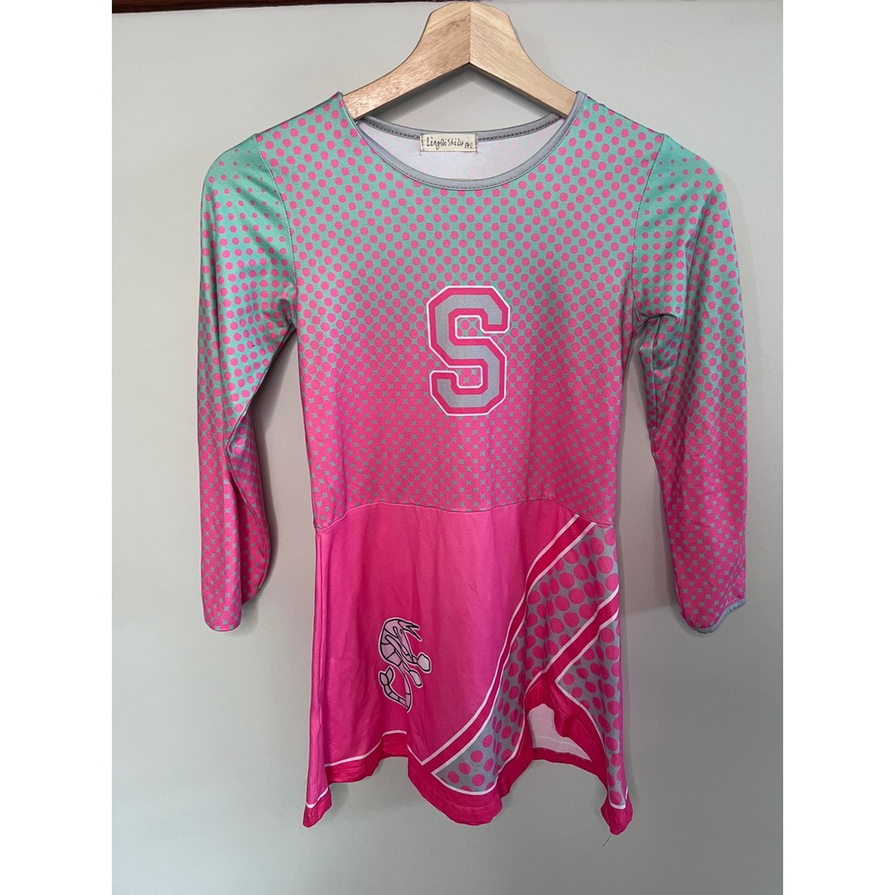Disney Zombies Seabrook High Cheer Costume Dress Pink Teal Mighty Shrimp Kids